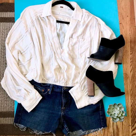 Sold Free People Metallic Balloon Sleeve Blouse - Picture 3 of 8